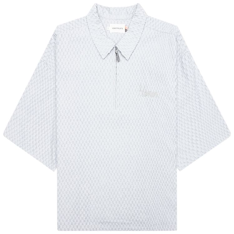 Honor The Gift Textured Knit Quarter Zip Short Sleeve Shirt Grey