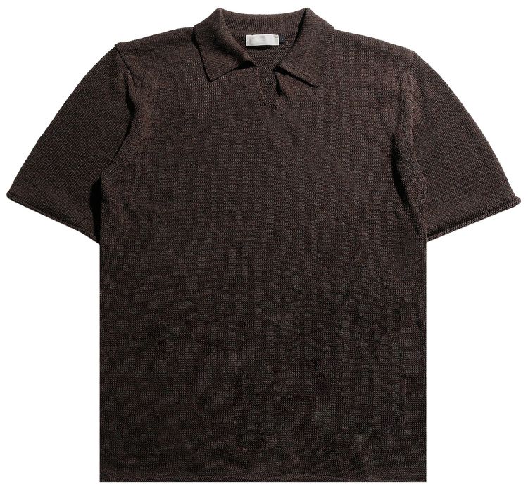 Amomento Paper Yarn Collar Knit Dark Brown