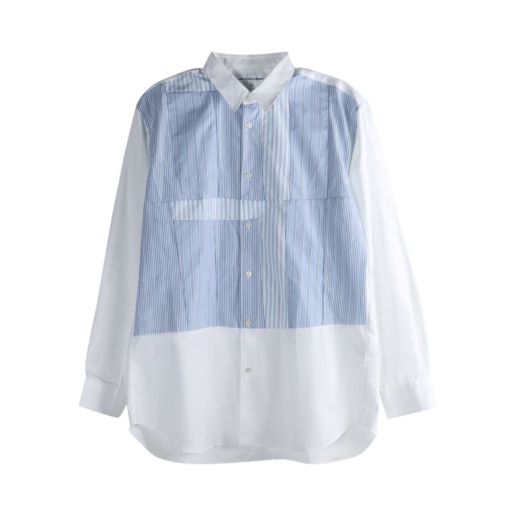 Comme des Garcons SHIRT Woven Patchwork Shirt WhiteStripe