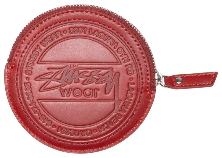 Stussy Surf Dot Leather Pouch Fire Red