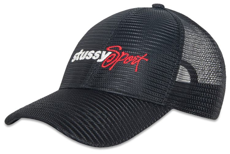 Stussy Mid Depth Sport Mesh Snapback Black