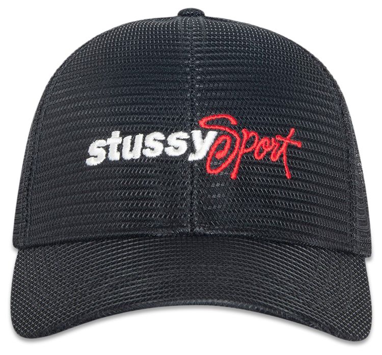 Stussy Mid Depth Sport Mesh Snapback Black