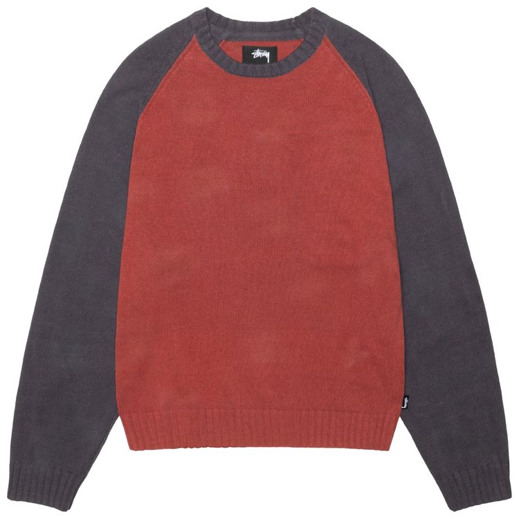 Stussy Colorblocked Raglan Knit Crew Brick