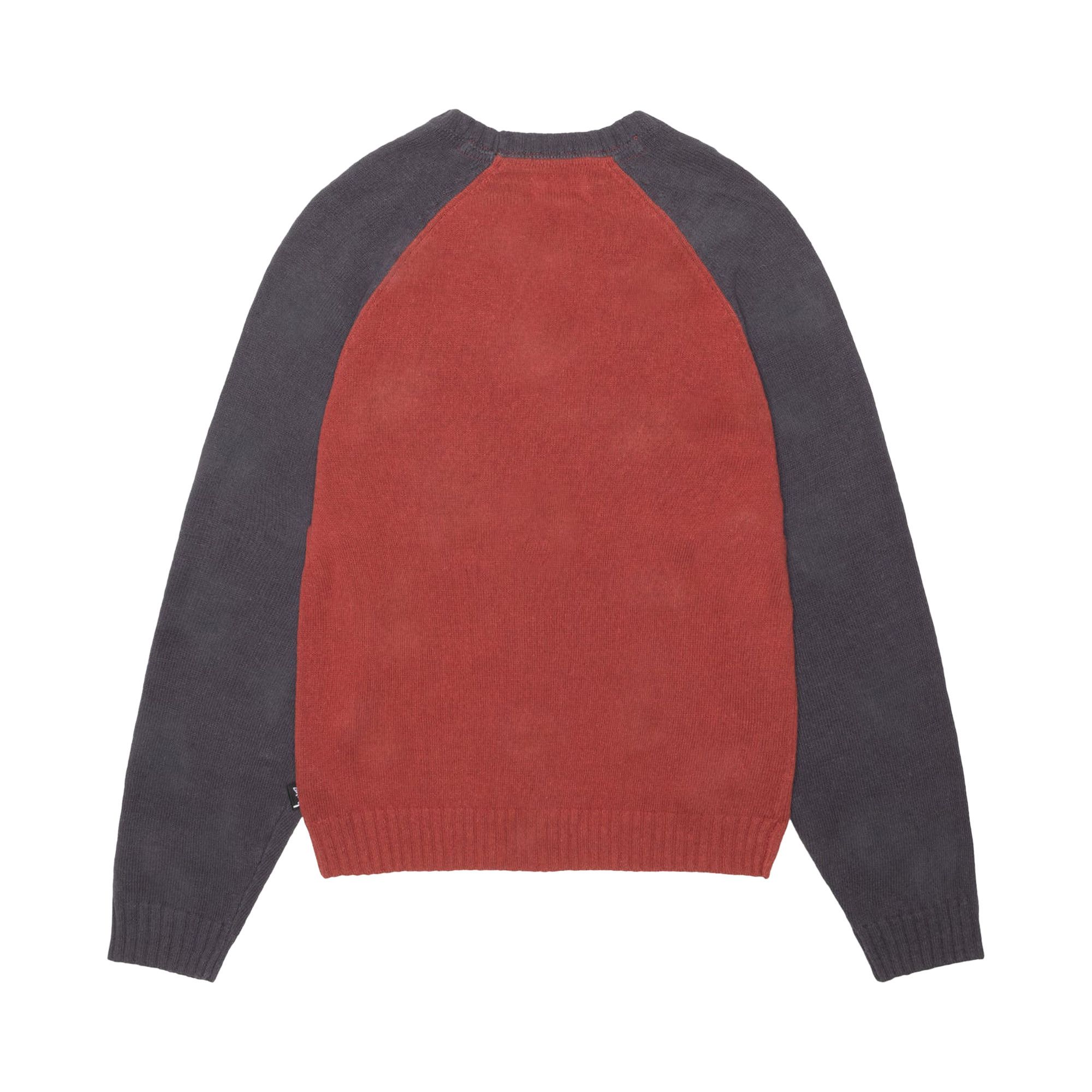 Buy Stussy Colorblocked Raglan Knit Crew 'Brick' - 117264