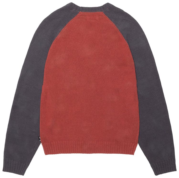 Stussy Colorblocked Raglan Knit Crew Brick