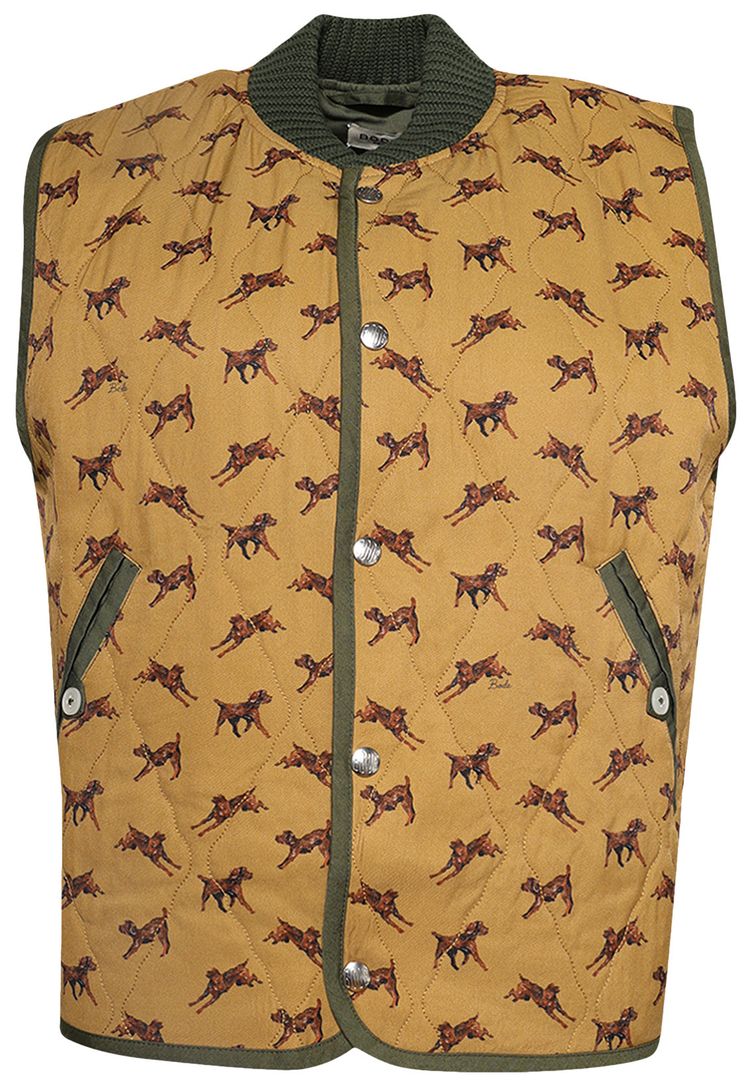 Bode Crittendon Quilted Vest BrownGreen