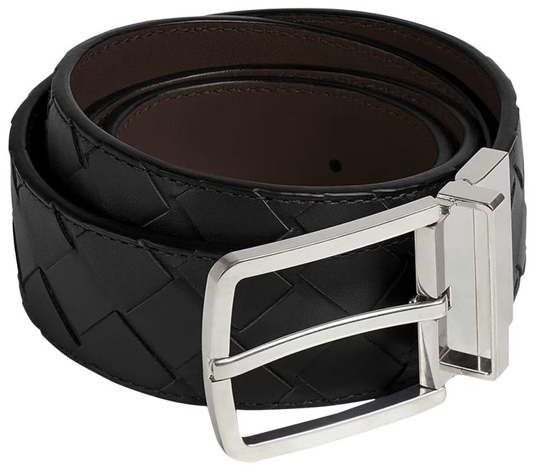 Bottega Veneta Intrecciato Bicolor Belt BlackSilver