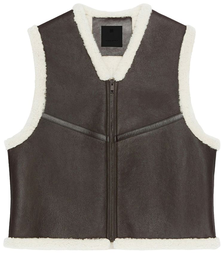 Givenchy Mixed Material Gilet BrownBeige