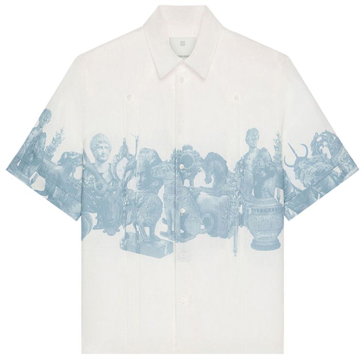 Givenchy Short Sleeve Shirt With Pintucks BlueWhite