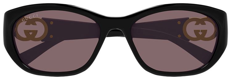 Gucci Oval Sunglasses Shiny Black