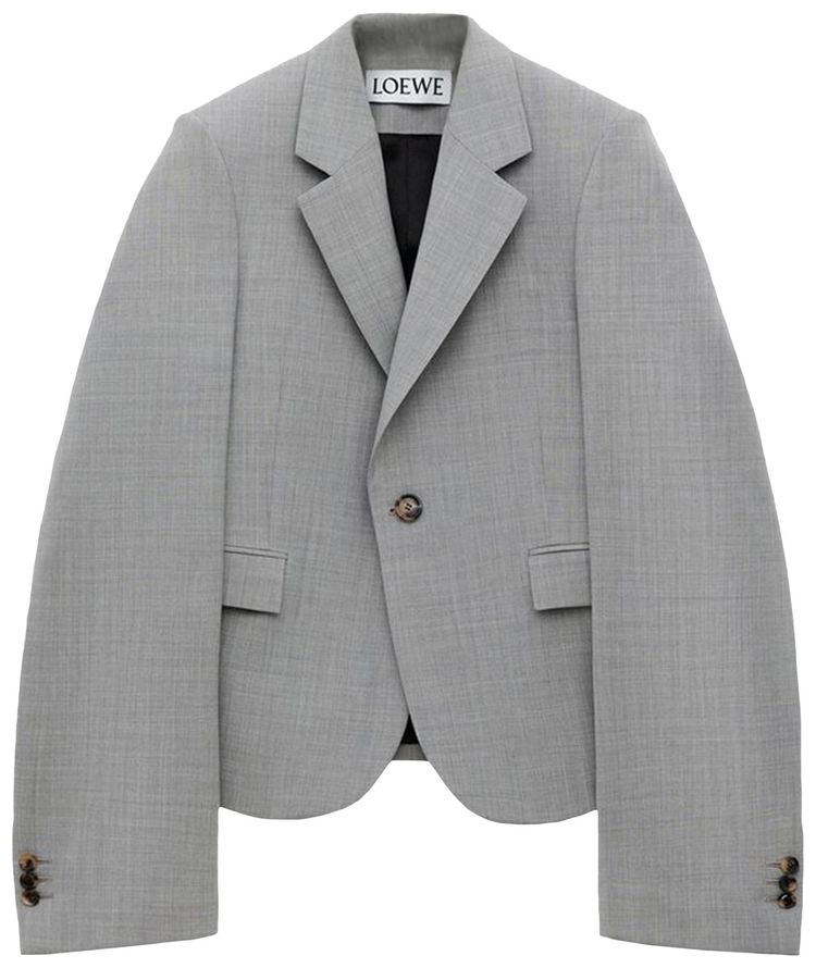 Loewe Single Breasted Tailored Blazer Light Grey