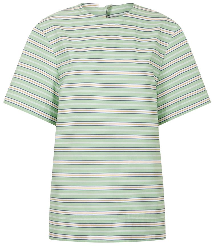Rabanne Stripe Short Sleeve Top GreenMustard