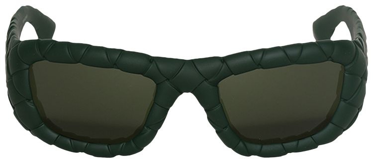 Bottega Veneta Intrecciato Rectangular Sunglasses Black