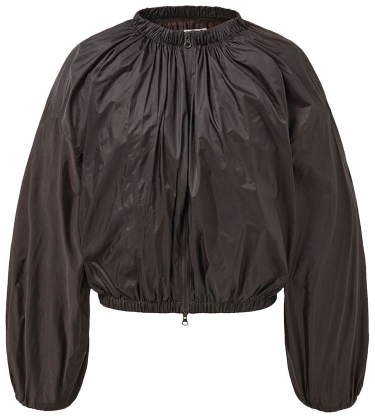 Amomento Neck Shirring Volume Jumper Dark Brown