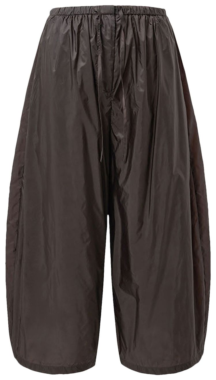 Amomento Nylon Shirring Pants Dark Brown
