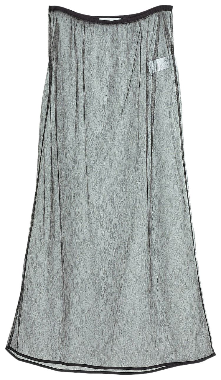 Amomento Sheer Lace Long Skirt Black