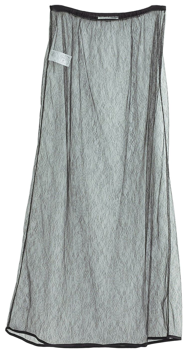 Amomento Sheer Lace Long Skirt Black