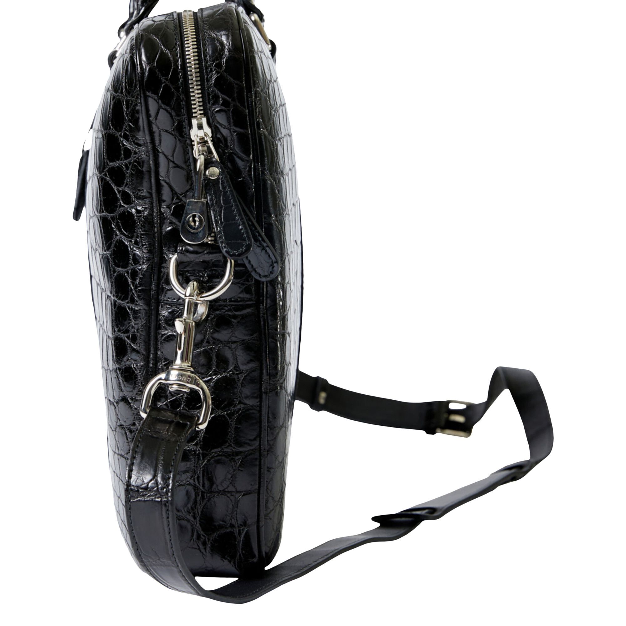 GUCCI レザーバッグ Buy Gucci Tracolla Crocodile Briefcase 'Black' - 208463 E5V0M 1000