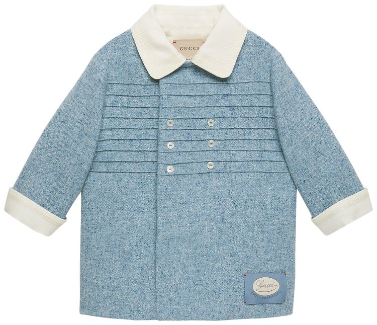 Gucci Kids Doubled Breasted Bib Collar Coat Blue
