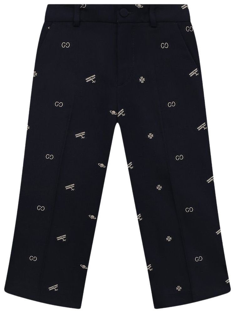 Gucci Kids Embroidered Trousers Blue