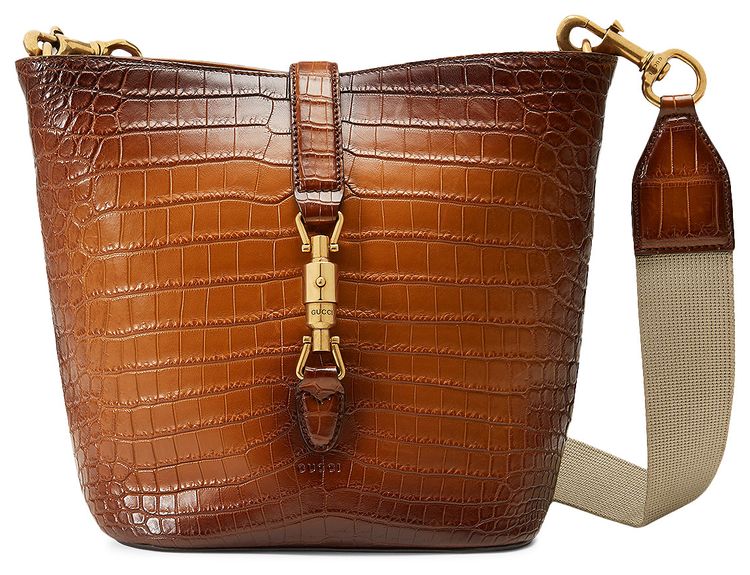 Gucci Jackie Soft Crocodile Bucket Bag Cuir Rocky
