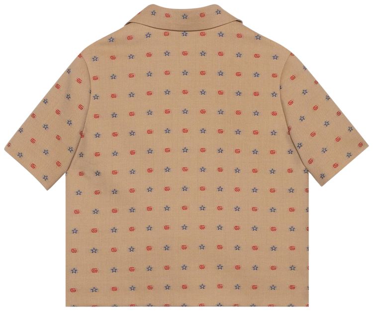Gucci Kids Logo Print Short Sleeve Shirt Brown