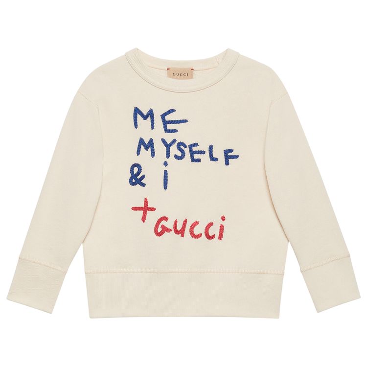 Gucci Kids Me Myself I Crewneck Sweatershirt White