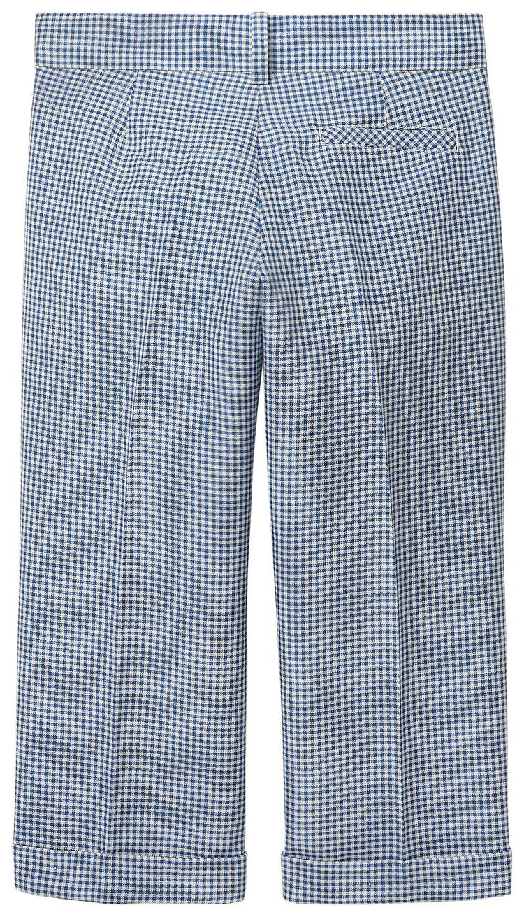Gucci Kids Pleated Plaid Pants Blue