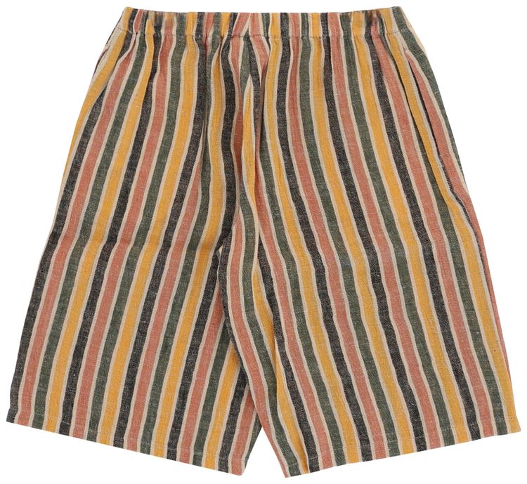Gucci Kids Striped Linen Blend Shorts Green