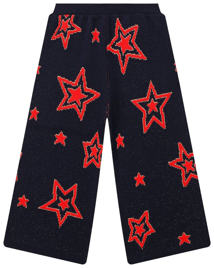 Gucci Kids Wool Blend Star Embroidered Pants BlackRed