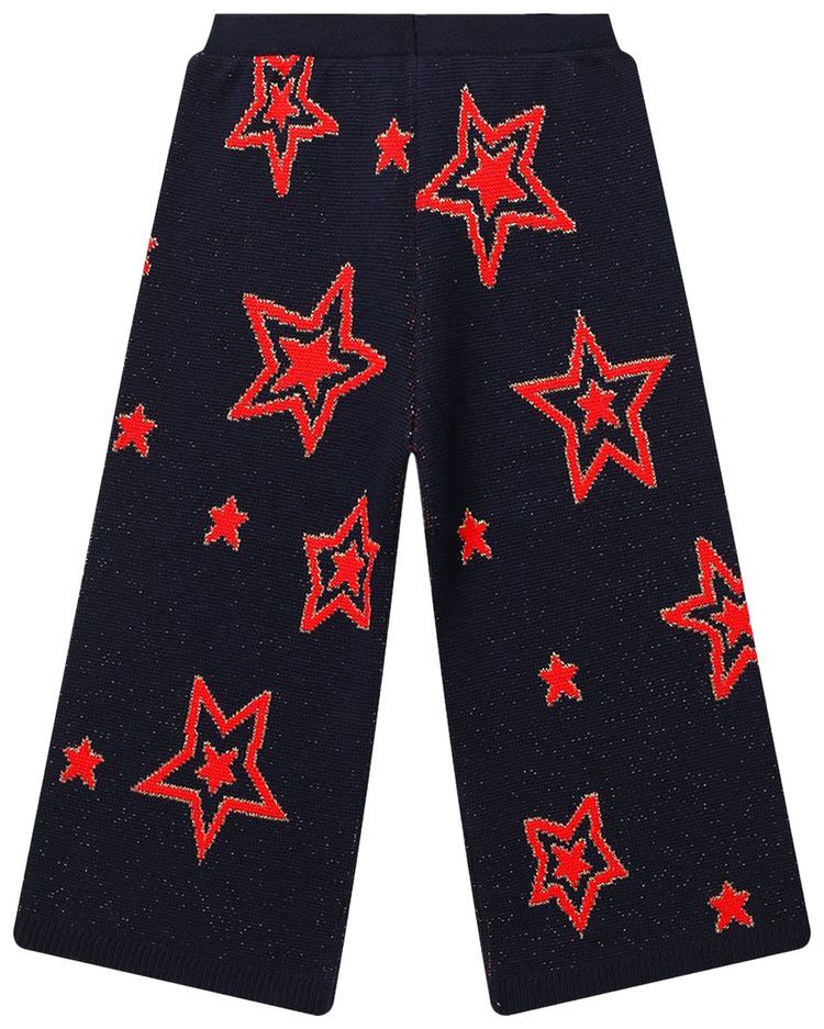 Gucci Kids Wool Blend Star Embroidered Pants BlackRed
