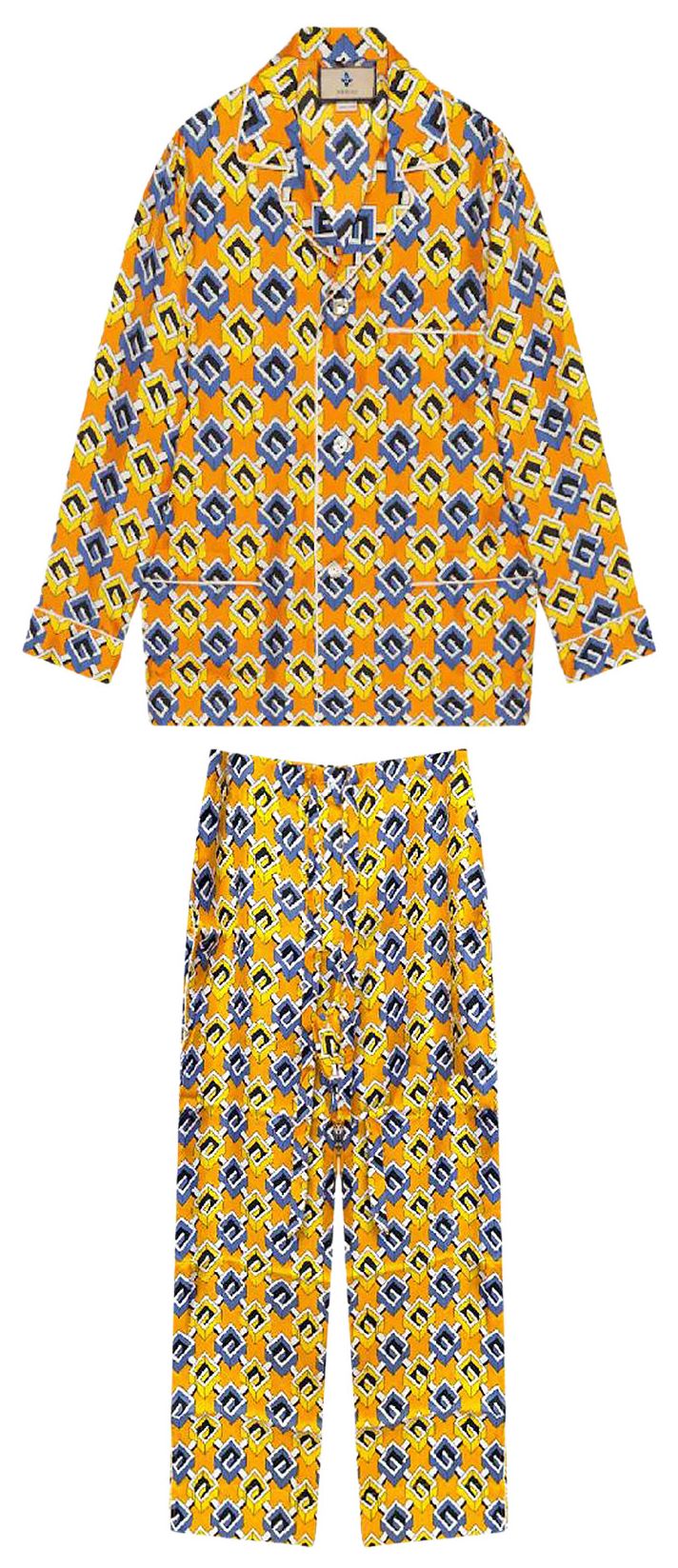 Gucci Geometric G Print Pajama Set YellowMulticolor