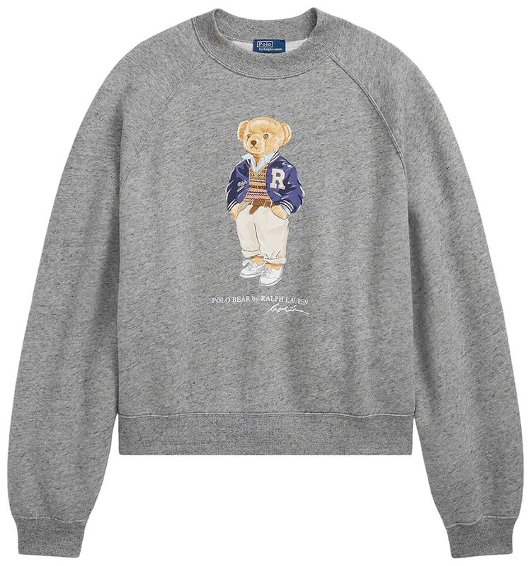Polo Ralph Lauren Bear Printed Crewneck Sweatshirt Dark Vintage Heather