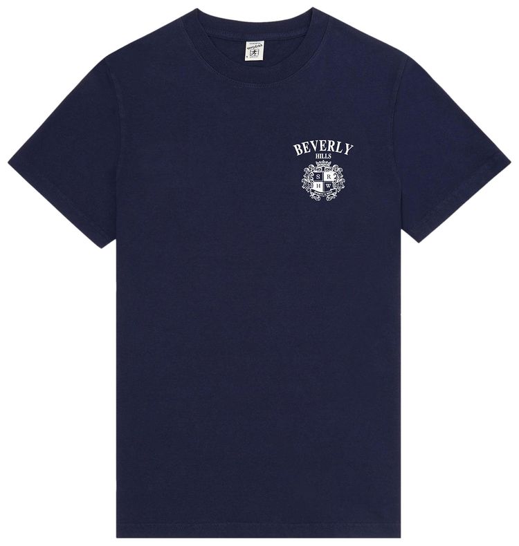 Sporty  Rich BH Crest Soft T Shirt Dark Navy