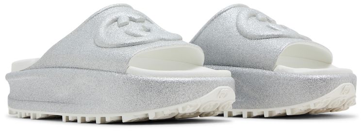 Gucci Wmns Slide Sandal Interlocking G   Silver
