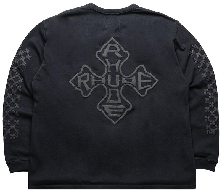 Rhude Cross Logo Long Sleeve Tee Vintage Black