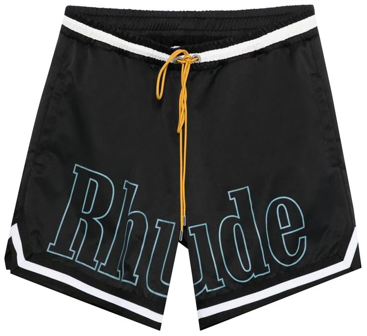 Rhude Logo Basketball Swim Shorts BlackWhiteBlue