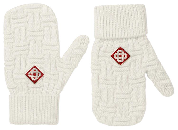 Casablanca Column Stitch Mittens White