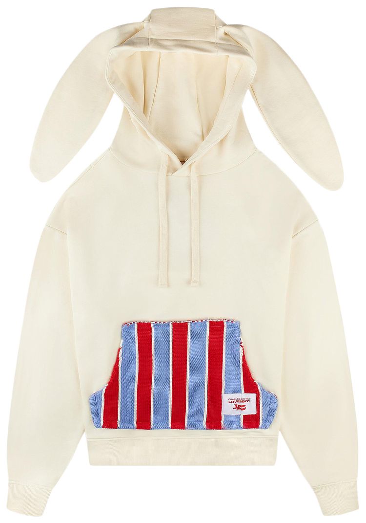 Charles Jeffrey Loverboy Patch Rabbit Ears Hoodie Ecru