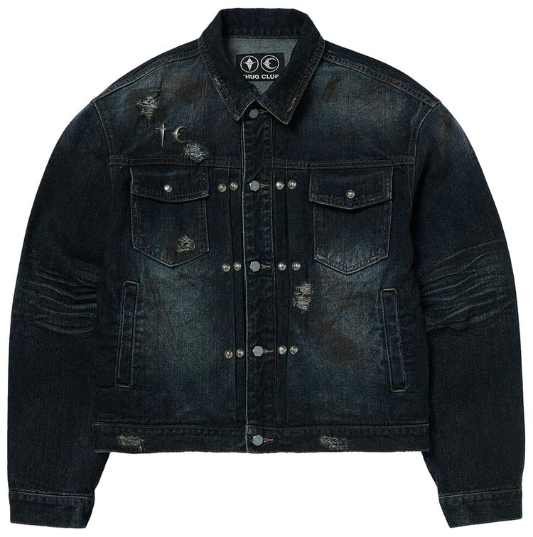 Thug Club Burn Down Denim Jacket Blue