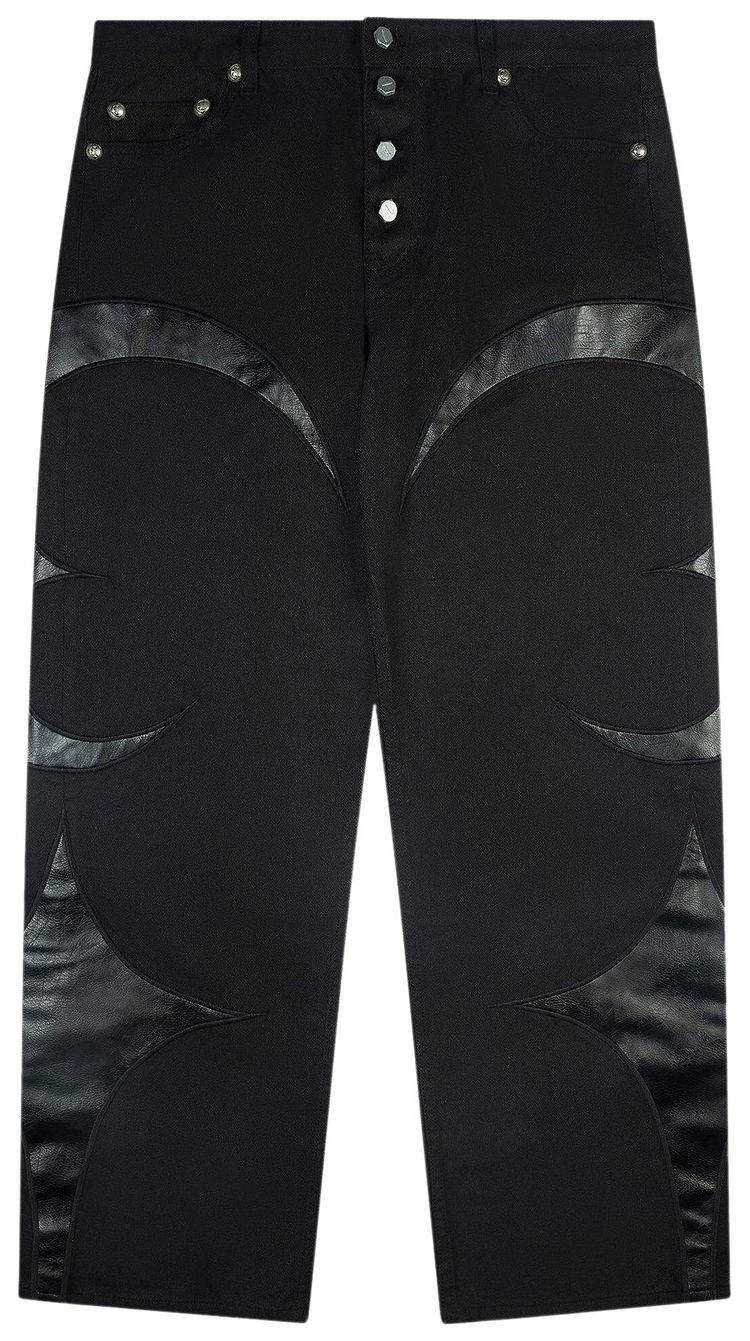 Thug Club Leather Washing Denim Pants Black