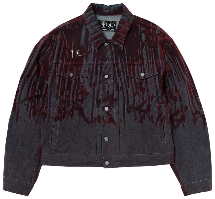 Thug Club Blood Lazered Denim Jacket Red