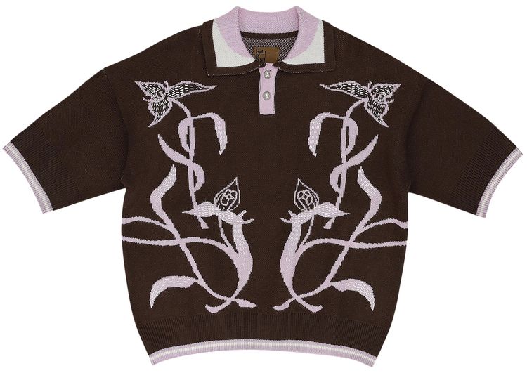 Birth Of Royal Child Iris Knit Polo Shirt Brown