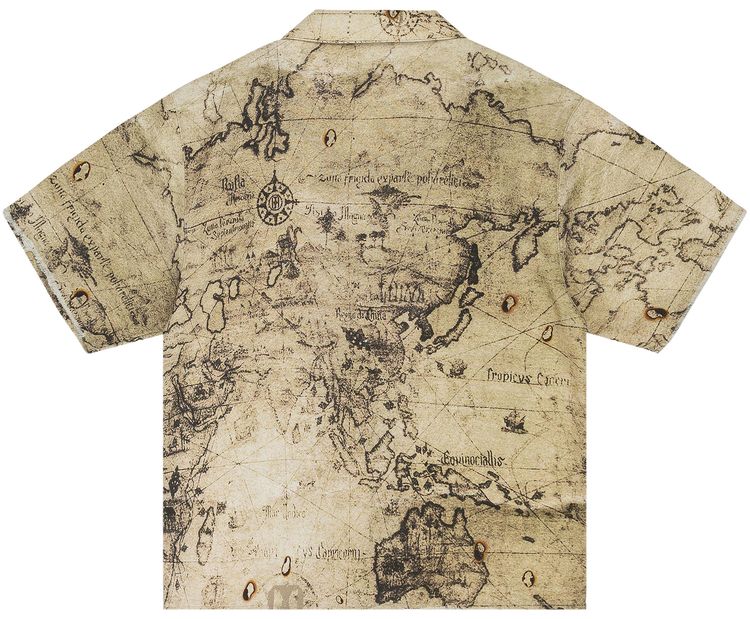 Birth Of Royal Child Nautical Map Button Down Shirt Brown
