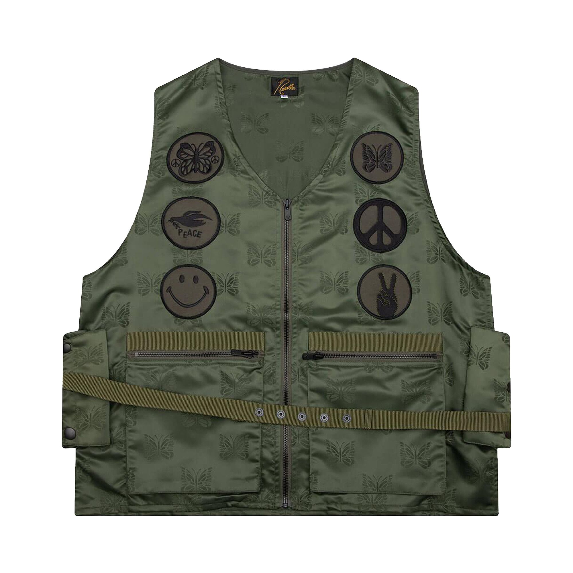 Buy Needles Papillon Jacquard Sateen Radio Vest 'Olive' - QV132 A