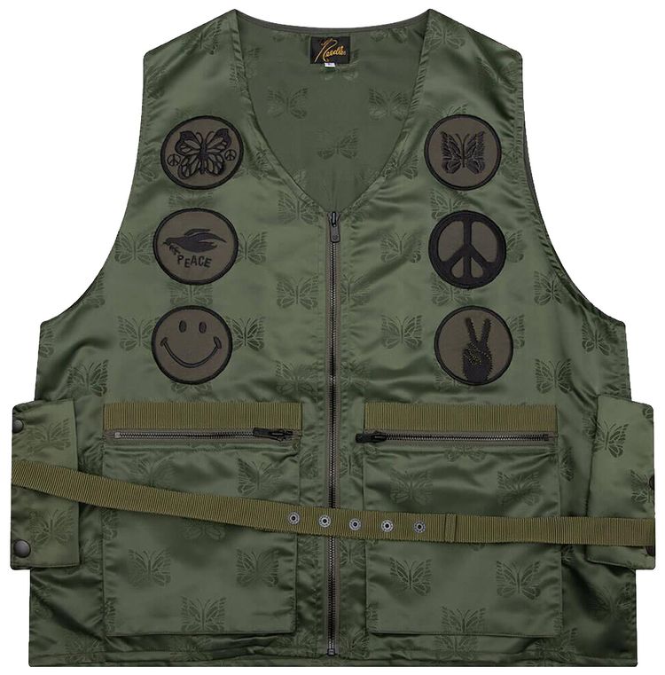 Needles Papillon Jacquard Sateen Radio Vest Olive