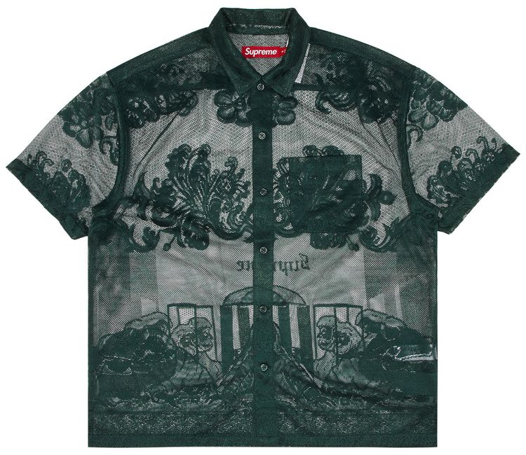Supreme Last Supper Lace Short Sleeve Shirt Dark Green