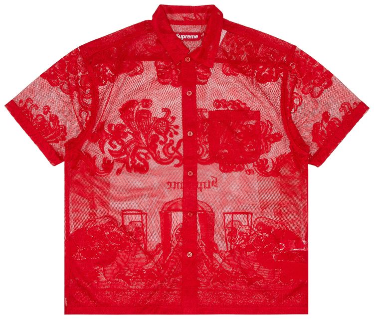 Supreme Last Supper Lace Short Sleeve Shirt Red