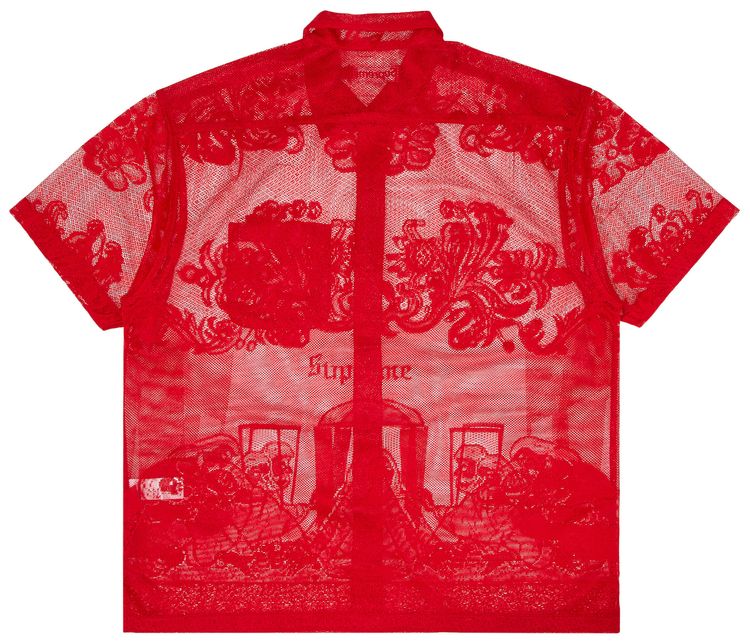 Supreme Last Supper Lace Short Sleeve Shirt Red