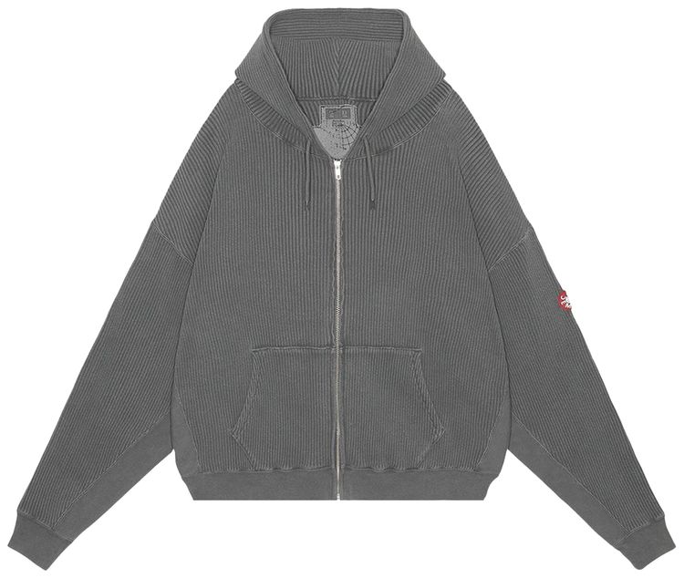 Cav Empt Overdye Wide Rib Cut Zip Hoodie Charcoal
